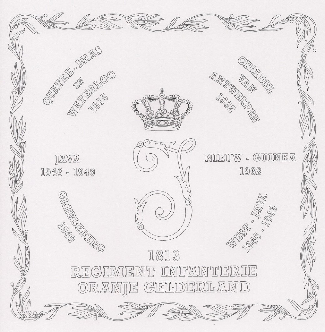 Design schema of the vaandel of Regiment Infanterie Oranje Gelderland