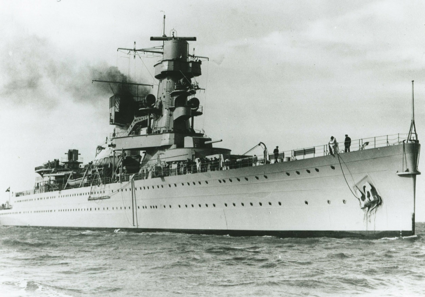 The light cruiser Hr.Ms. De Ruyter at sea