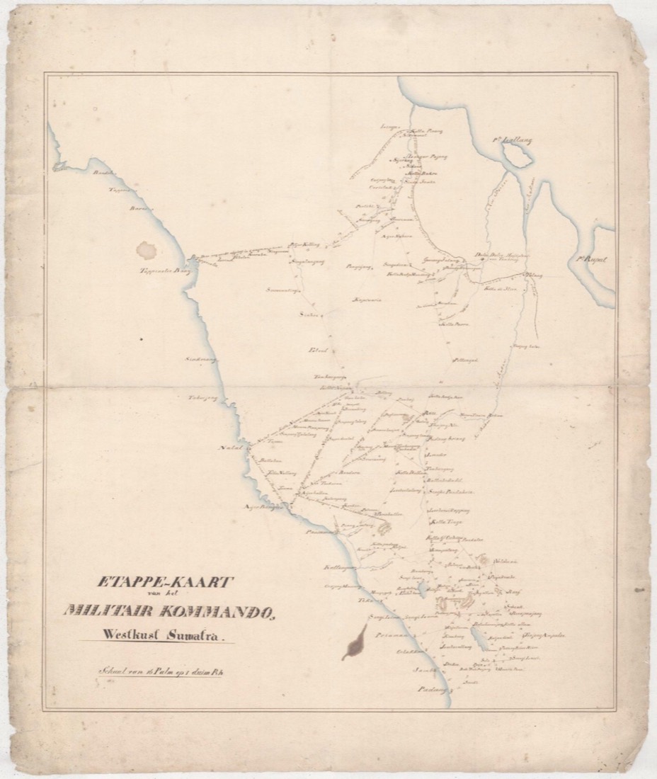 Etappe map of the military command, West Sumatra, Padri War